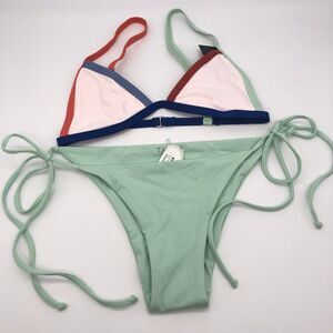 New Tavik Pink & Green Colorblock Bikini - Size XS